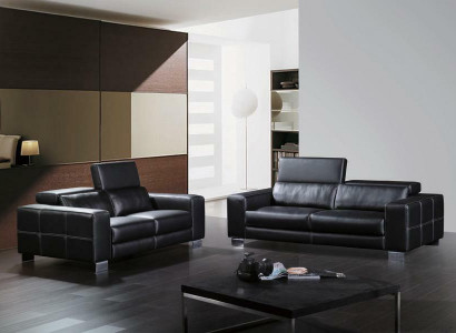 Ledersofa Couch Wohnlandschaft 3+2 Sitzer Garnitur Deko Design Modern Sofa