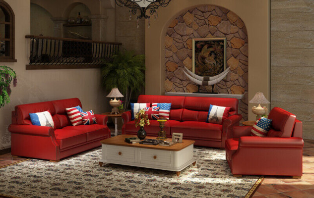Ledersofa Couch Wohnlandschaft 3+2 Sitzer Garnitur Modern Sofa Garnituren