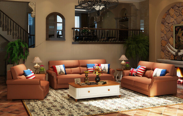Ledersofa Couch Wohnlandschaft 3+2 Sitzer Garnitur Modern Sofa Garnituren