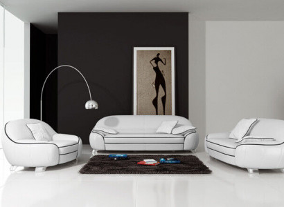 Ledersofa Couch Sofagarnitur 3+2 Sitzer Garnituren Design Modern Sofa