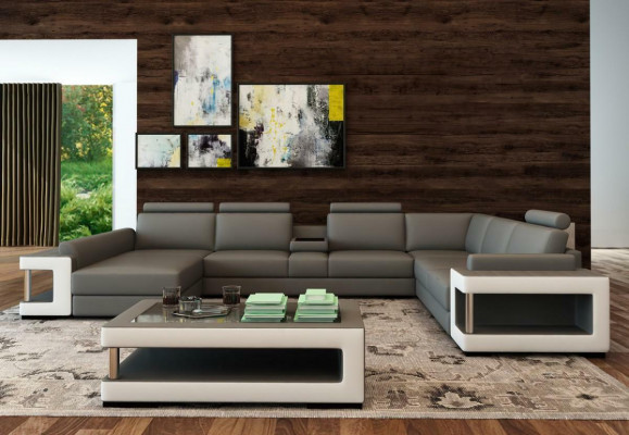 Wohnlandschaft Luxus Trend Kollektion Couch Ledersofa Sofa U Form Sitz