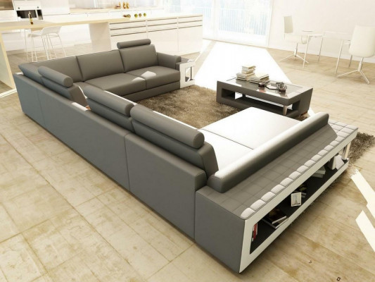 Wohnlandschaft Luxus Trend Kollektion Couch Ledersofa Sofa U Form Sitz