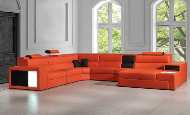 Ecksofa Ledersofa Big xxl U Form Wohnlandschaft Sofa Deko Couch Garnitur
