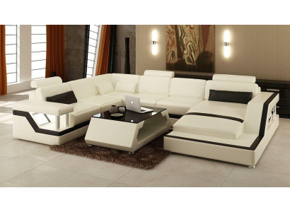 Beleuchtete Wohnzimmer Ecksofa Polster Eck Sitz Garnitur Leder Couchen