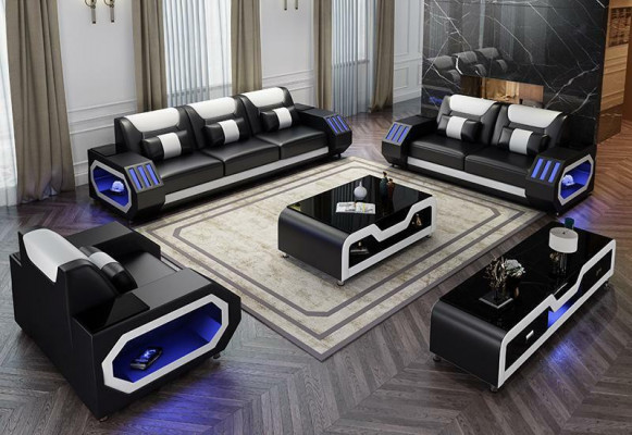 Sofagarnitur Set 3+2+1 Sitzer Couchtisch Sideboard Garnitur Design Moderne