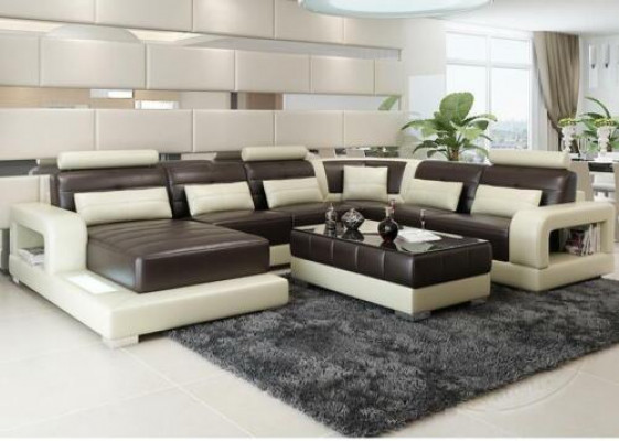 Braunes Ledersofa Ecksofa Sofa Couch Design Sitz Polster Garnitur