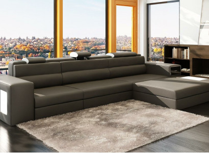Ecksofa Ledersofa Wohnlandschaft L Form Sofa Deko Couch Polster Sitz Ecke