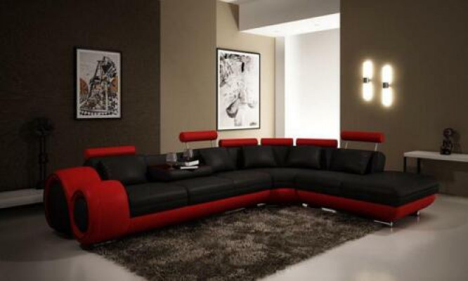 Ecksofa Sofa Couch Polster Wohnlandschaft Leder Sofas Garnitur LForm