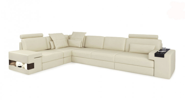 Ledersofa Sofa Modernes Polster Leder Design Ecksofa Couch Textil