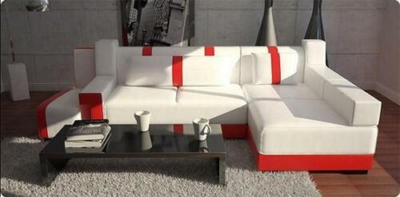 Ecksofa Sofa Couch Deko Polster Wohnlandschaft Leder Eck Sofas Garnitur