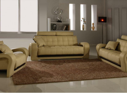 Ledersofa Wohnlandschaft 3+2 Sitzer Garnitur Design Modern Sofa Ledergarnitur