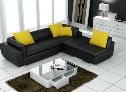 Ledersofa L-Form Couch Wohnlandschaft Ecksofa Garnitur Dekor Design Modern