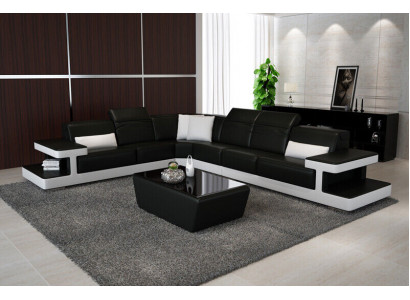 Ledersofa L-Form Couch Wohnlandschaft Dekor Ecksofa Garnitur Design Modern