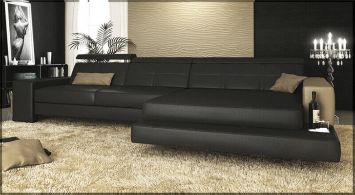 Garnitur Designer Sofa Couch Ecksofa mit Hocker Wohnlandschaft Polster