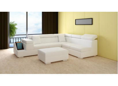 Ecksofa L Form Sofa Couch Polster Sofas Wohnlandschaft Ledersofa Hocker