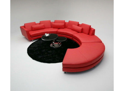 Rote Rund Couch Ecksofa Wohnlandschaft Rundsofa Polster Garnitur Sofas