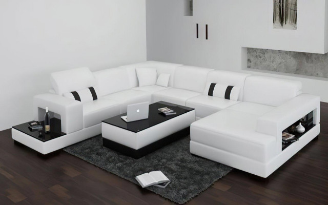 Ecksofa Sofa Couch Polster Deko Wohnlandschaft Leder Eck Sofas Garnitur