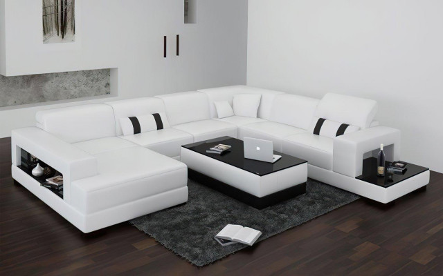 Ecksofa Sofa Couch Polster Deko Wohnlandschaft Leder Eck Sofas Garnitur
