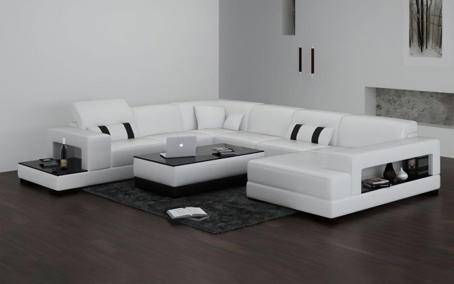 Ecksofa Sofa Couch Polster Deko Wohnlandschaft Leder Eck Sofas Garnitur
