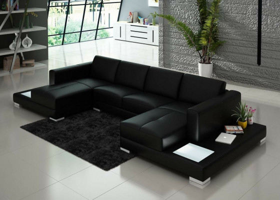 U Form Sofa Couch Polster Garnitur Wohnlandschaft Design Ecksofa Leder