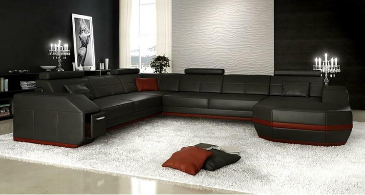 Ecksofa Ledersofa Big xxl U Form Wohnlandschaft Sofa Couch Deko Garnitur