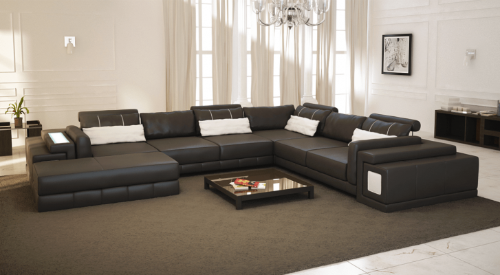 Ledersofa U-Form Couch Wohnlandschaft Ecksofa Garnitur Design Modern Sofa neu