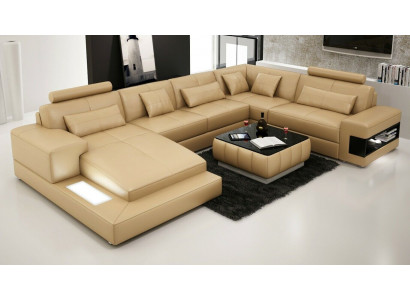 Ecksofa Ledersofa Polster Wohnlandschaft Couch Sofa Eckgarnitur U Form
