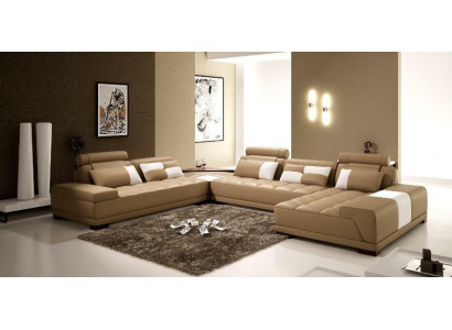 Ecksofa Ledersofa Polster Wohnlandschaft Couch Sofa Eckgarnitur UForm