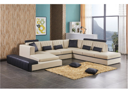 Leder Modern Couch Wohnlandschaft Ledersofa Sofagarnitur Sofa U-Form
