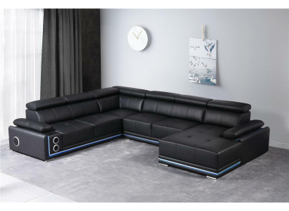 Moderne Ecksofa Wohnlandschaft Couch Eckgarnitur Led Linie Beleuchtet