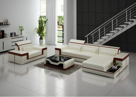 Wohnlandschaft Ecksofa L-Form Sessel Set Garnitur Modern Sofa Leder