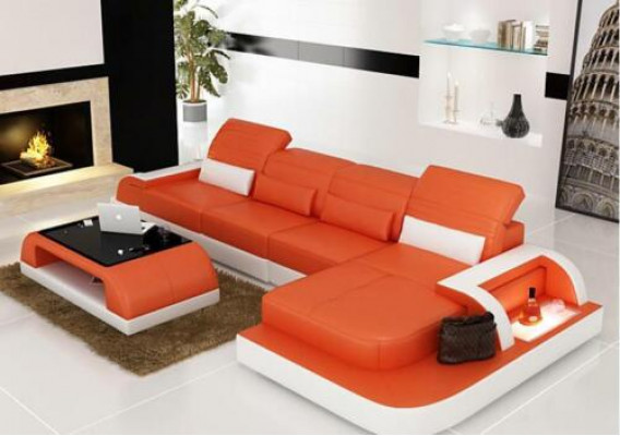 Ledersofa + Couchtisch Couch Wohnlandschaft Ecksofa Eck Garnitur Neu