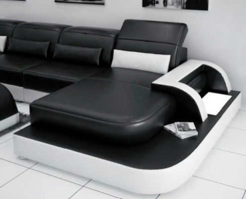 Ledersofa + Couchtisch Couch Wohnlandschaft Ecksofa Eck Garnitur Neu