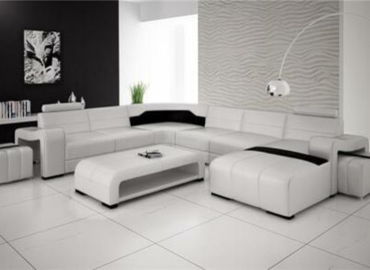 Wohnlandschaft Couch Polster Sitz Garnitur Ecksofa Big Couchen + 2 Hocker