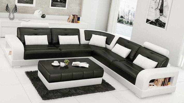 Ledersofa Ecksofa + Couchtisch Garnitur Polster LForm Sofa Design