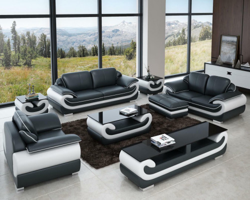 Ledersofa Couch Wohnlandschaft 3+1+1 Sitzer Garnitur Design Modern Sofa