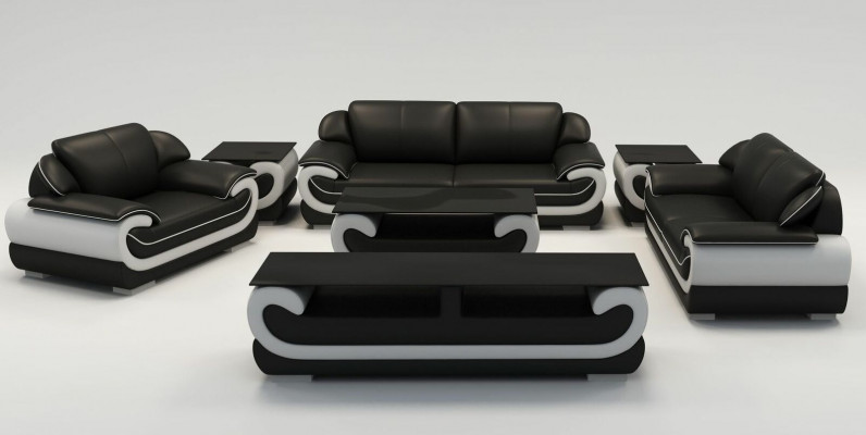 Ledersofa Couch Wohnlandschaft 3+1+1 Sitzer Garnitur Design Modern Sofa