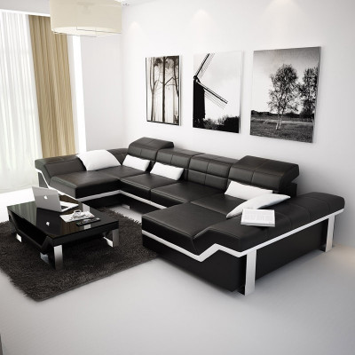 Ecksofa Sofa Couch Polster Wohnlandschaft Leder Ecke Garnitur U Form