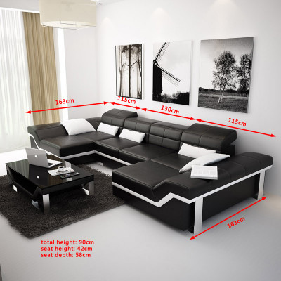 Ecksofa Sofa Couch Polster Wohnlandschaft Leder Ecke Garnitur U Form