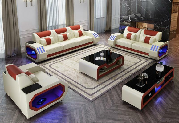 Ledersofa Couch Sofagarnitur 3+2 Garnitur Design Modern Sofa Sitzer Neu