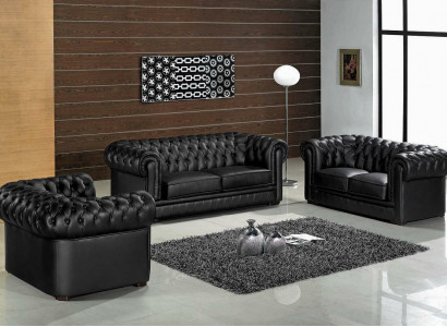Sofagarnitur Chesterfield Möbel Sofa Sitzer Set Sofa Polster Couch Leder