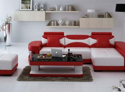 Ledersofa Ecksofa Hocker Garnitur Polster LForm Couch Sofa Design
