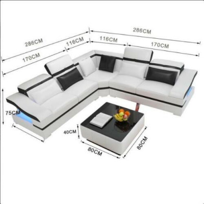 Ecksofa LForm Couchtisch Ecke Leder Garnitur Tisch Wohnlandschaft 2tlg