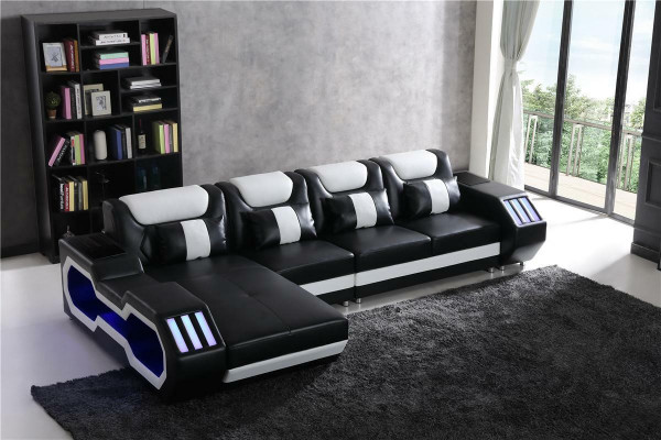 Relax Couchen L Form Shape Sofa Couch Garnitur Beleuchtet Wohnlandschaft