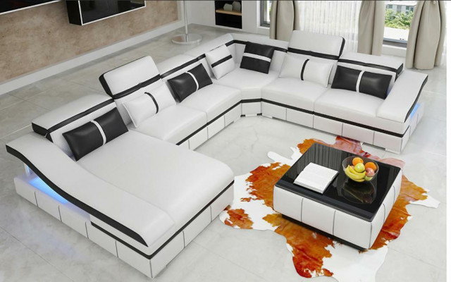 Set Luxury Modern Ecksofa U-Form Designer und Couchtisch Wohnzimmer