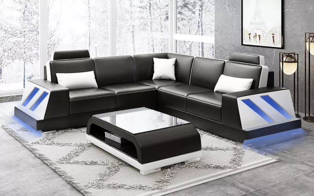 Ledersofa Eckcouch Polstergarnitur Sofa Couch Eckgarnitur Wohnlandschaft Polster