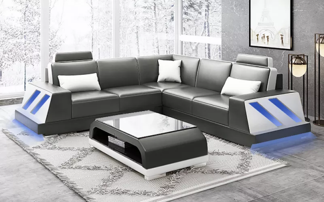 Ledersofa Eckcouch Polstergarnitur Sofa Couch Eckgarnitur Wohnlandschaft Polster