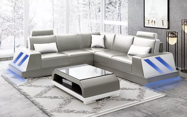 Ledersofa Eckcouch Polstergarnitur Sofa Couch Eckgarnitur Wohnlandschaft Polster