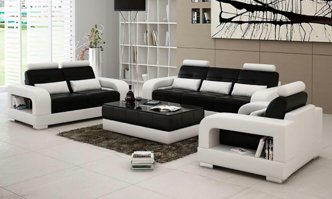 Moderne Ledersofa Couch Sofagarnitur 3+2+1 Garnituren Design Sofa xlmoebel