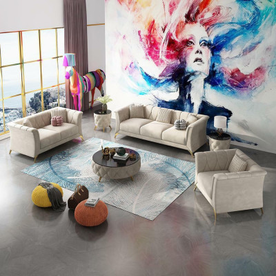 Designer Sofagarnitur 3+2+1 Sitzer Stoff Couchen Polster Garnitur Sofas Couch